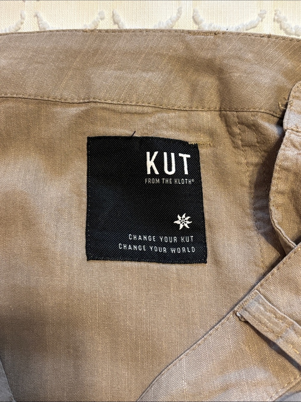 Kut from the Kloth Topaz High Rise Wide Leg Cropped Pants Khaki Size 14 Like New - Picture 6 of 8